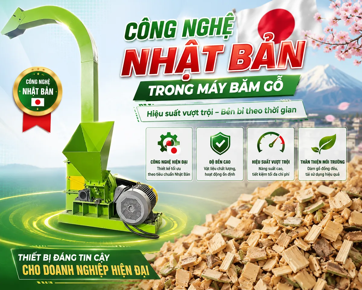 Công nghệ Nhật Bản trong máy băm gỗ GREEN MECH điểm mà khách hàng rất thích