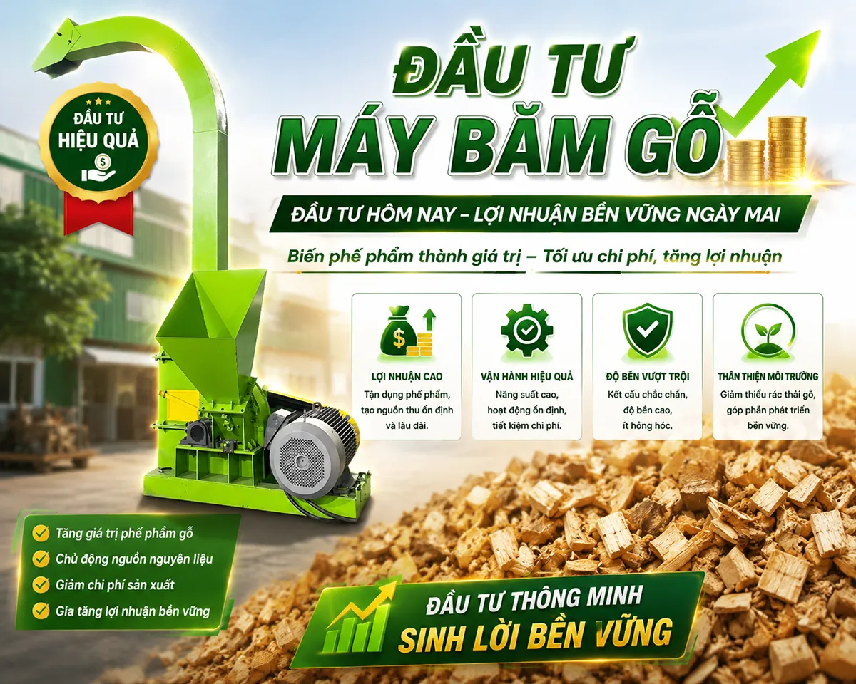Đầu tư máy băm gỗ để tối ưu hóa quy trình sản xuất và tận dụng tối đa nguồn tài nguyên gỗ