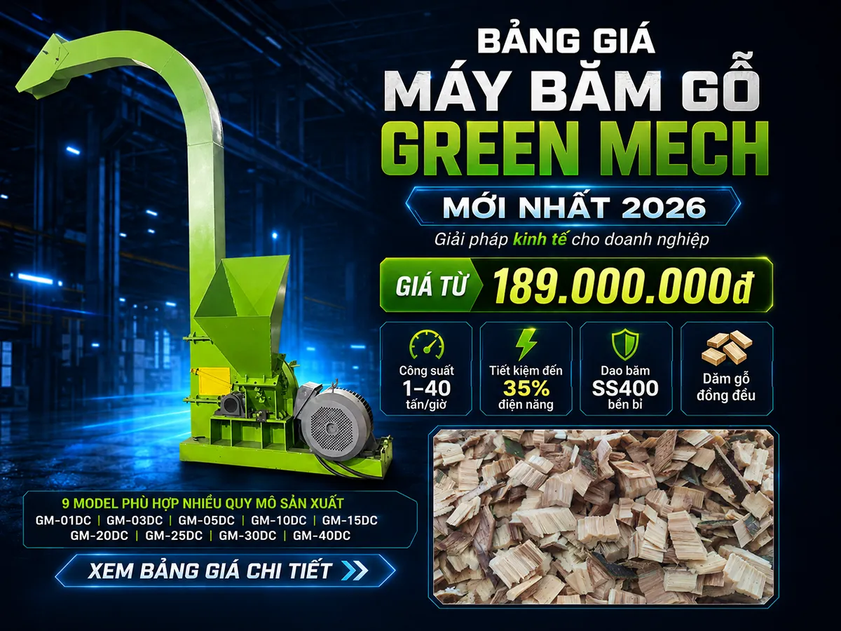 Máy băm gỗ có nhiều công suất với các phân khúc giá khác nhau, giá máy băm gỗ GREEN MECH mới nhất 2024 sẽ có nhiều ưu đãi cho bạn