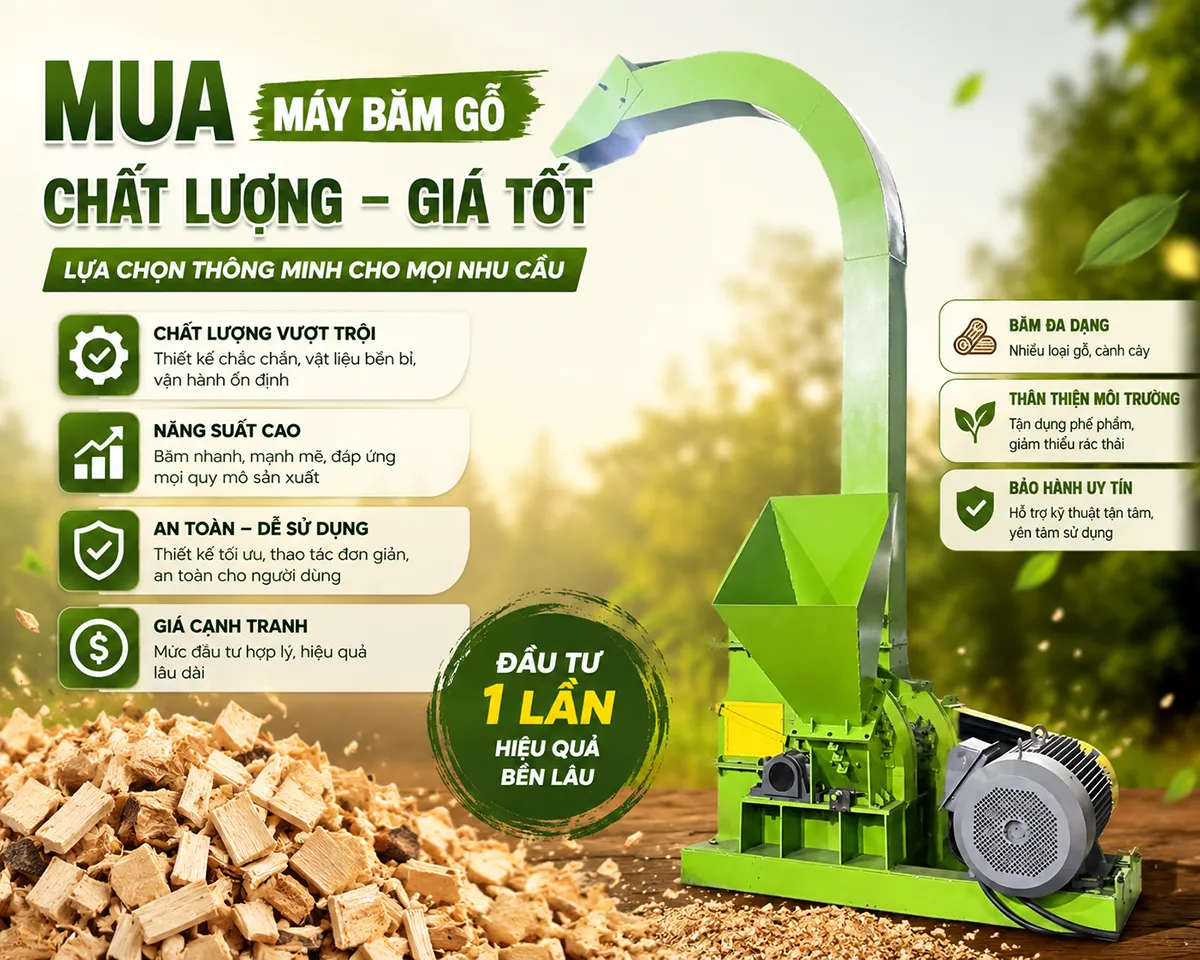 Mua máy băm gỗ chất lượng để vận hành tốt doanh nghiệp của bạn