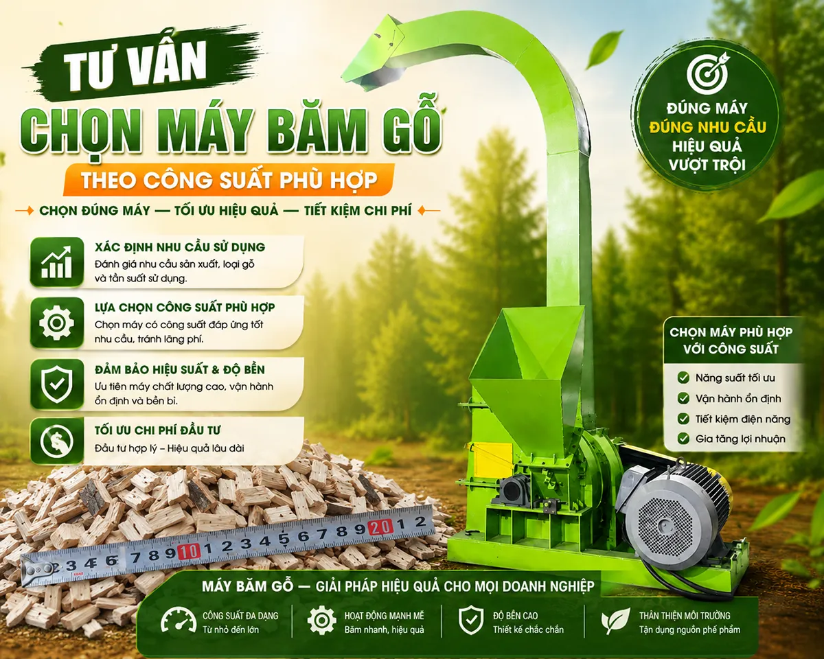 Cần được tư vấn chọn máy băm gỗ theo công suất để phù hợp với mô hình kinh doanh của mình