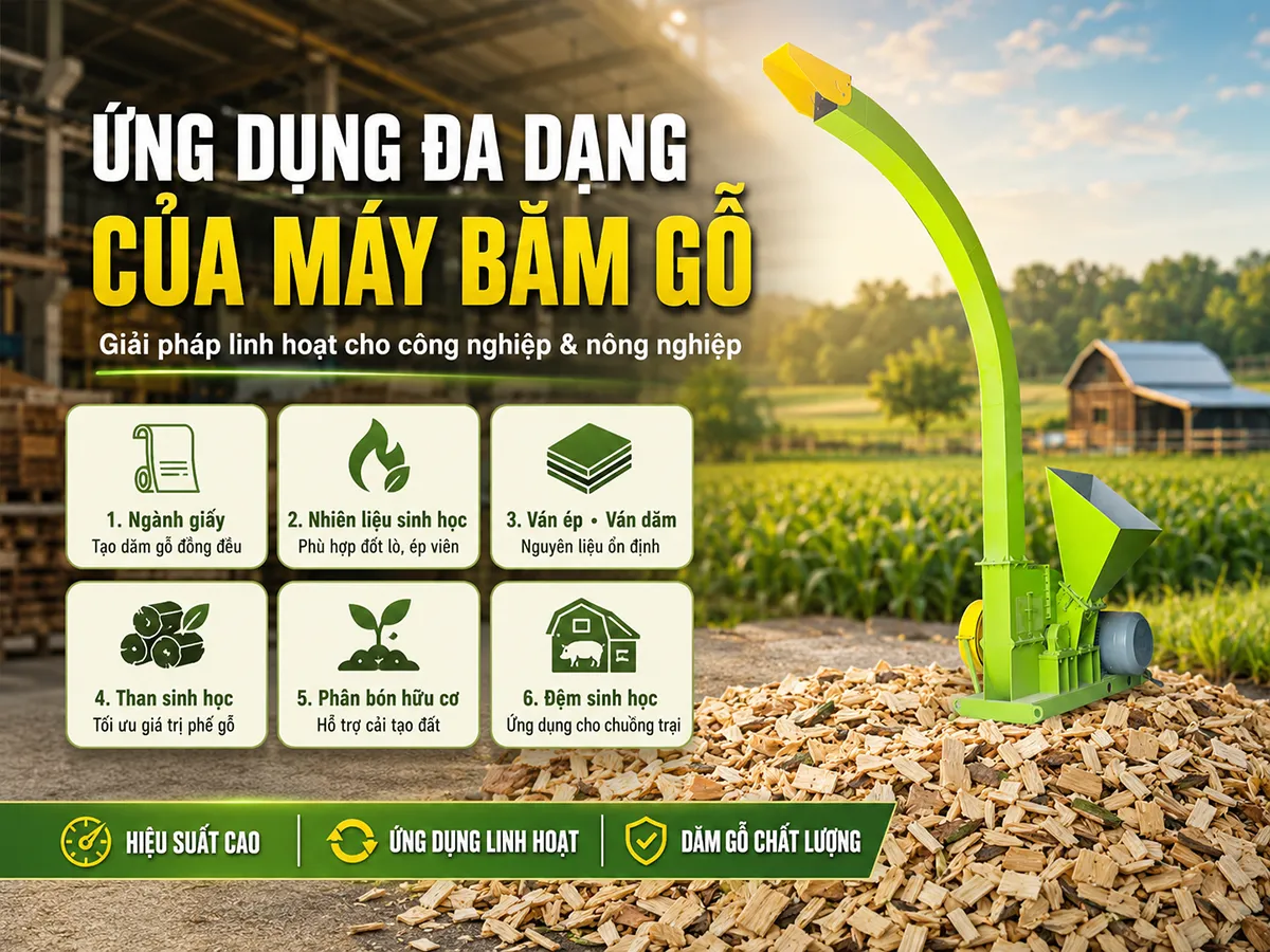 Ứng dụng đa dạng của máy băm gỗ mà bạn cần biết