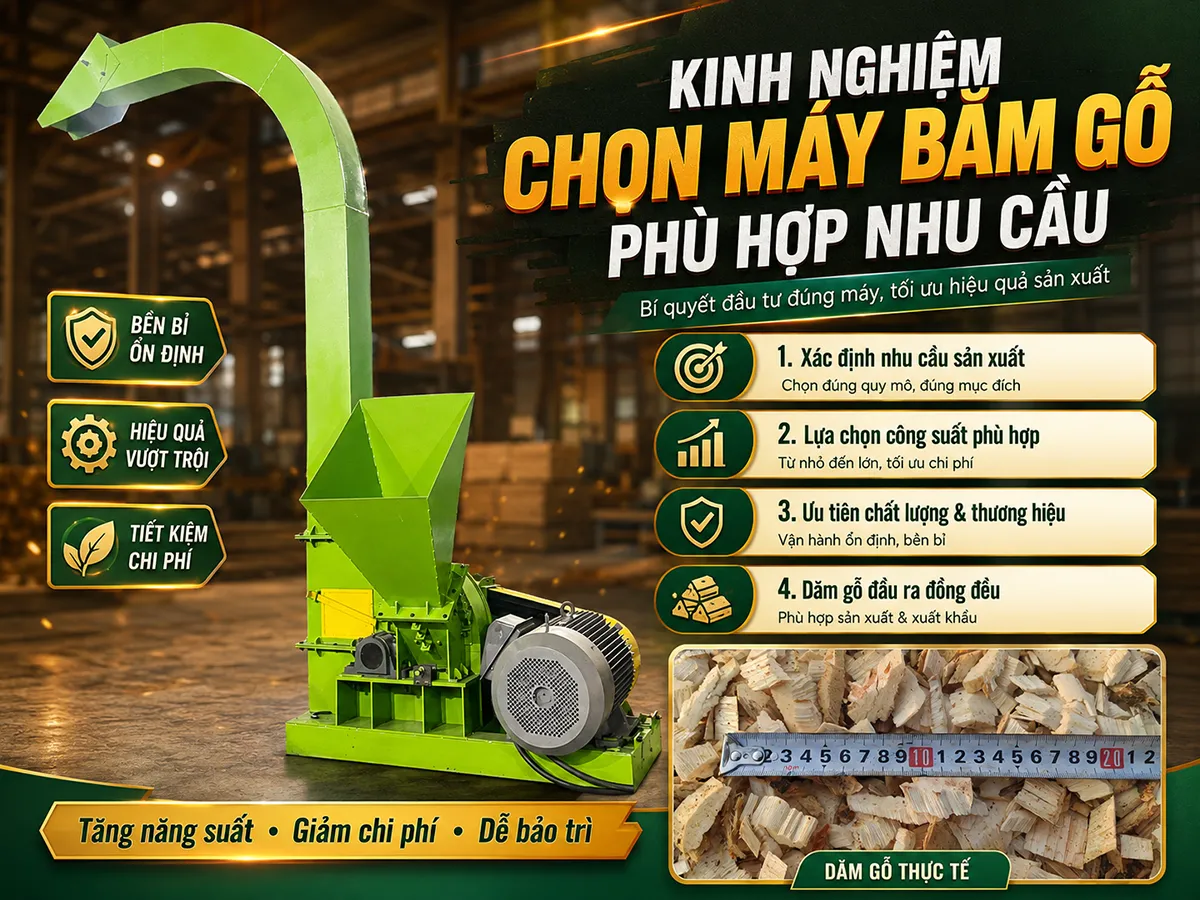 Cần có kinh nghiệm chọn máy băm gỗ để có được thiết bị chất lượng cho doanh nghiệp của bạn