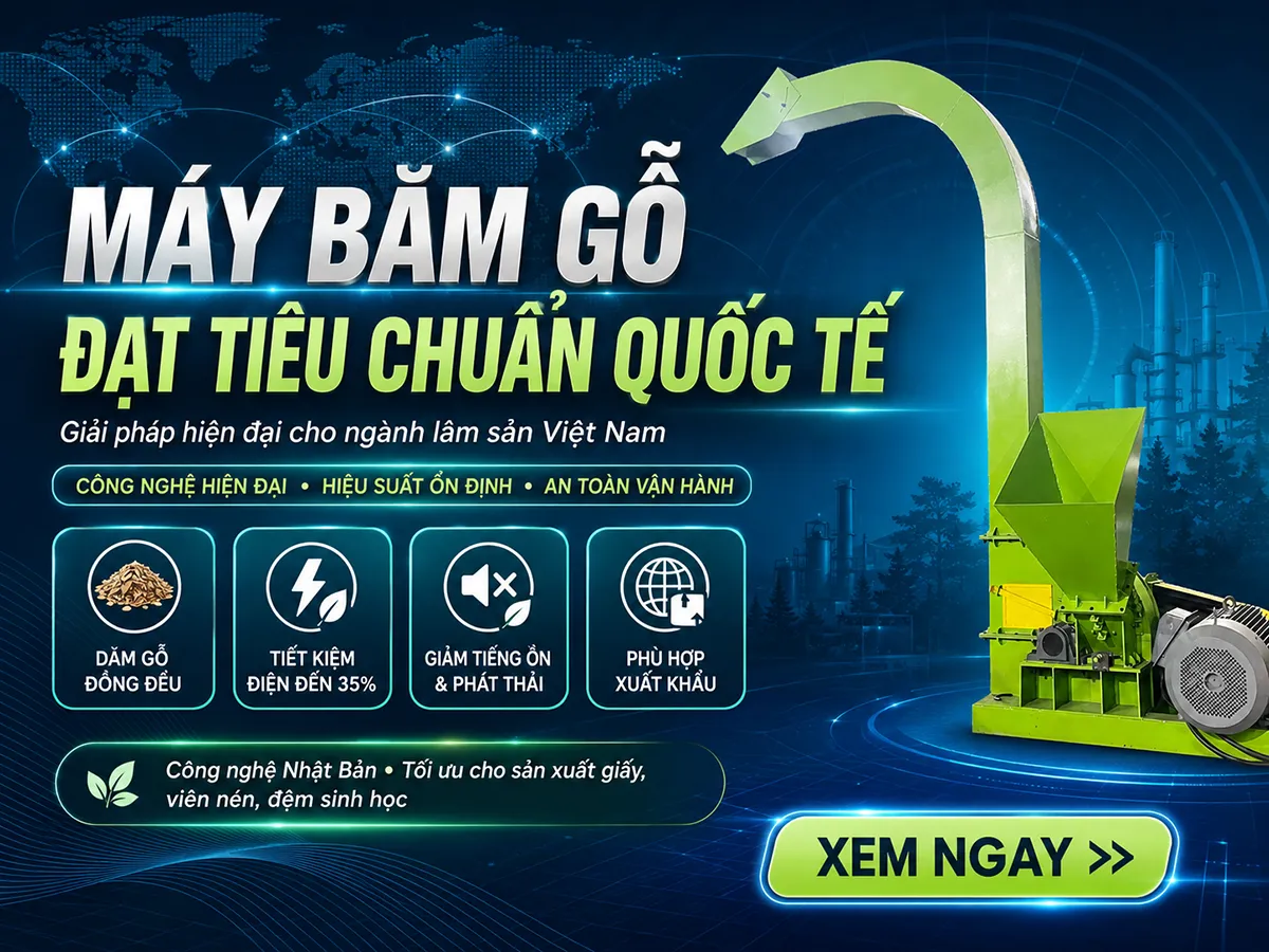 Máy băm gỗ đạt tiêu chuẩn quốc tế chất lượng cao từ thương hiệu GREEN MECH made in Việt Nam