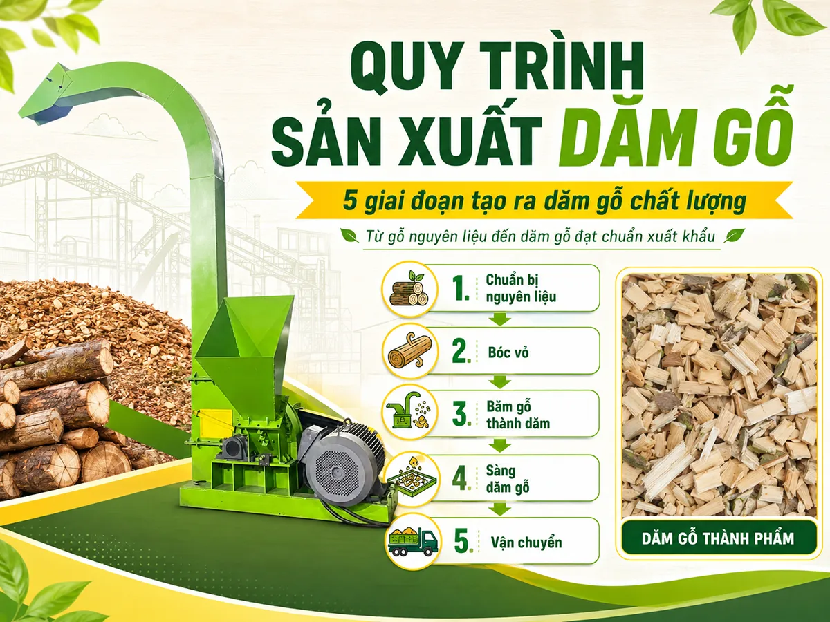 Quy trình sản xuất dăm gỗ không chỉ tối ưu hóa nguồn tài nguyên thiên nhiên mà còn mang lại giá trị kinh tế vượt trội