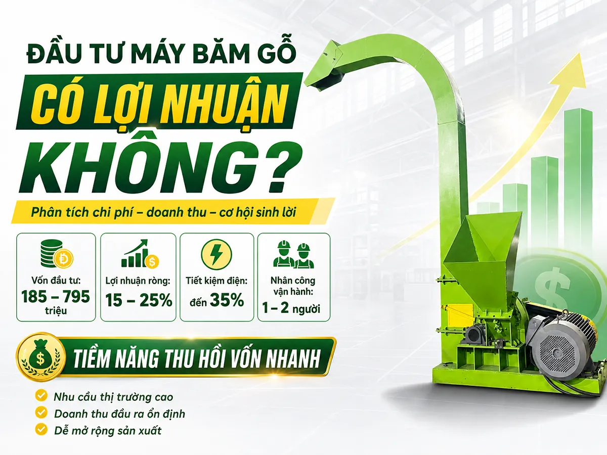 Đầu tư máy băm gỗ có lợi nhuận không là câu hỏi được rất nhiều doanh nghiệp ngành gỗ quan tâm