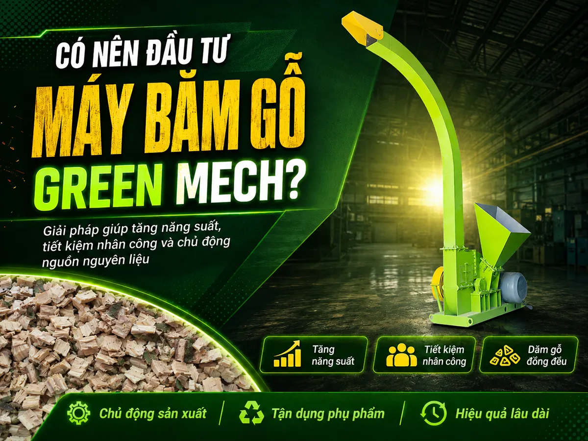 Có nên đầu tư máy băm gỗ GREEN MECH là câu hỏi đáng cân nhắc khi doanh nghiệp cần xử lý lượng lớn gỗ tạp, cành cây và phụ phẩm lâm nghiệp một cách nhanh chóng, ổn định hơn.