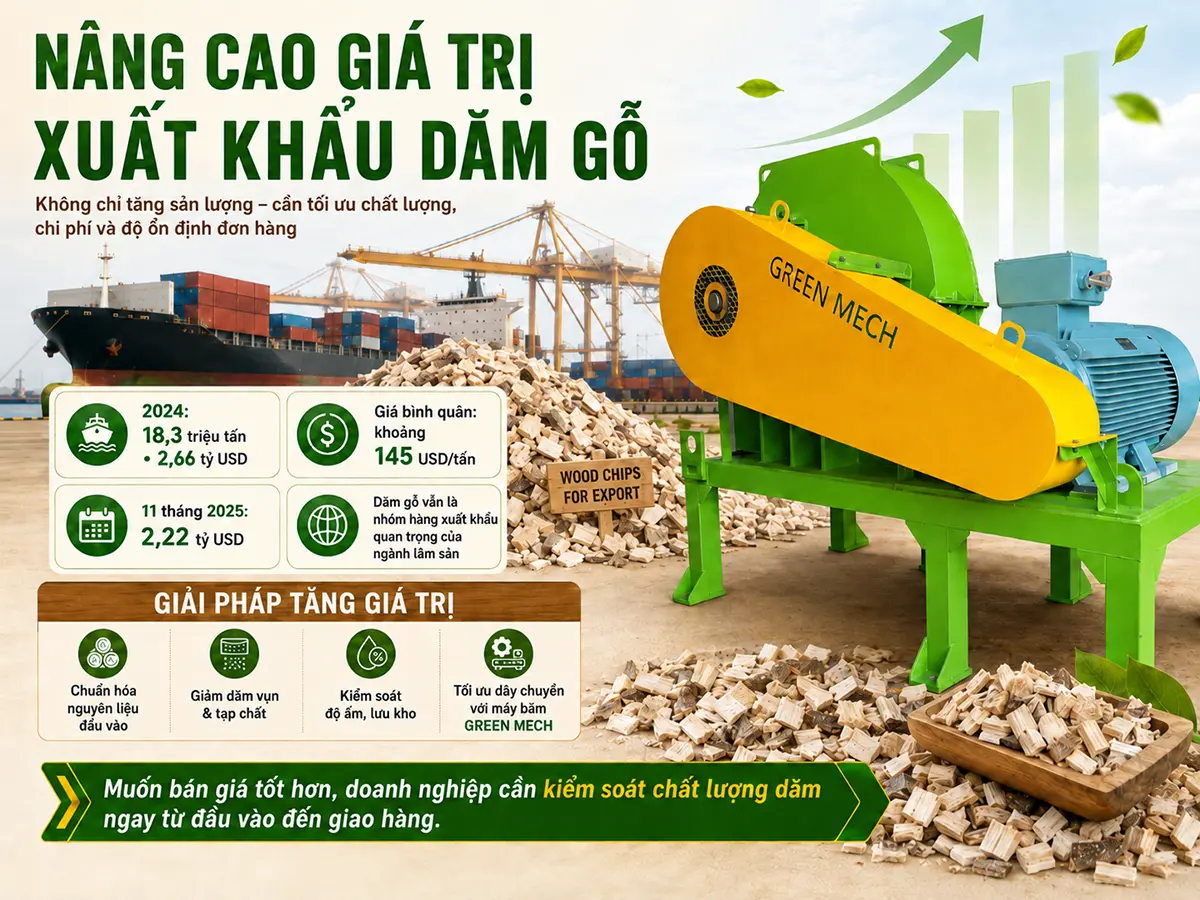 Nâng cao giá trị xuất khẩu dăm gỗ cần bắt đầu từ chất lượng nguyên liệu và độ đồng đều của thành phẩm.