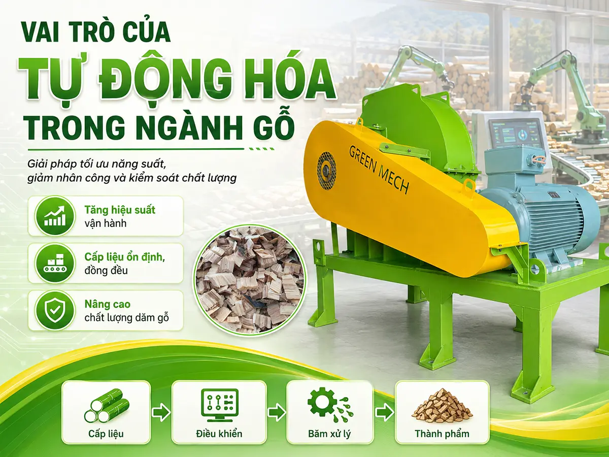 Vai trò của tự động hóa trong ngành gỗ thể hiện rõ qua khả năng tăng năng suất và kiểm soát dây chuyền ổn định.