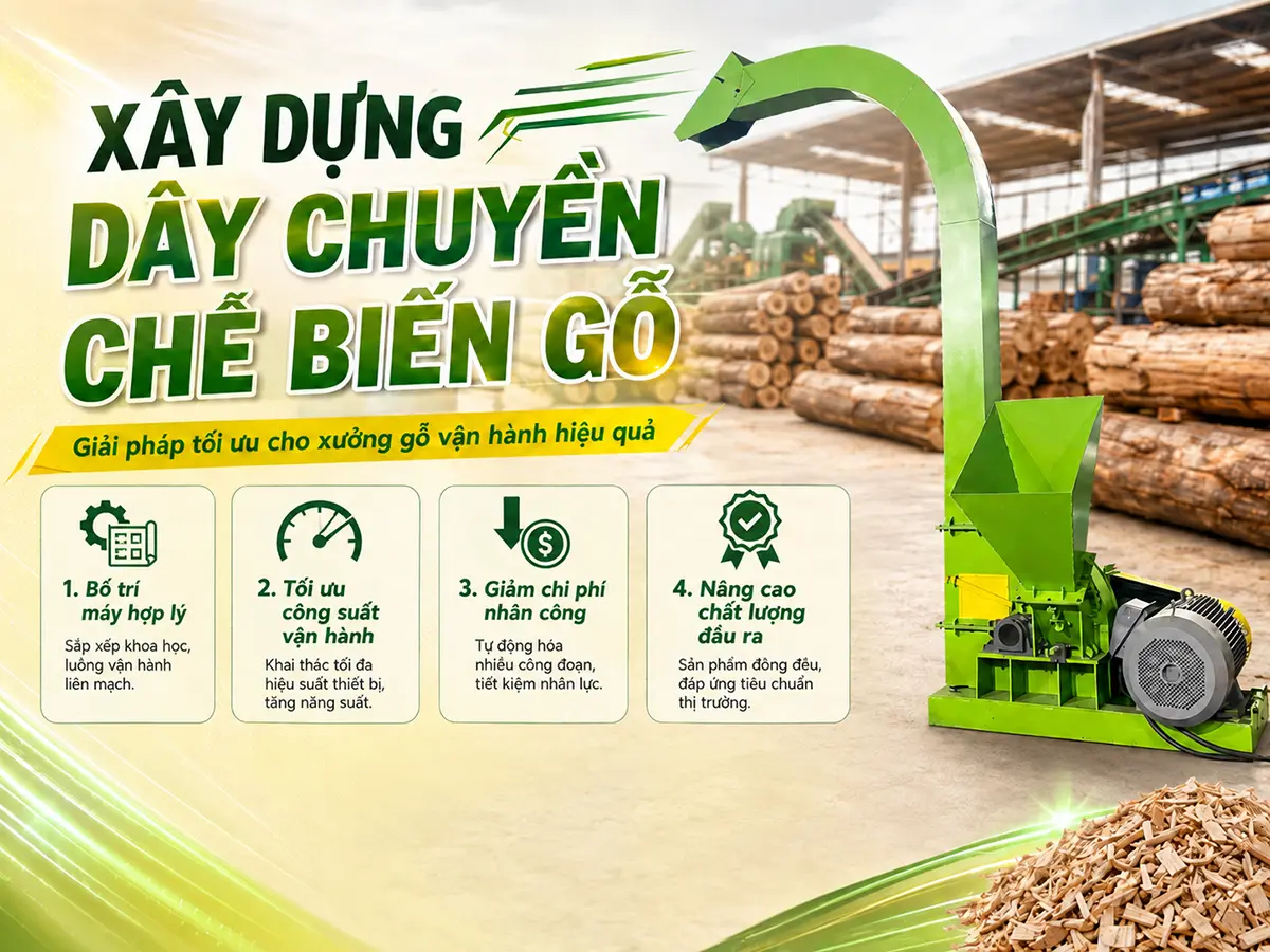 Xây dựng dây chuyền chế biến gỗ hiệu quả cần bắt đầu từ nguyên liệu, công suất và yêu cầu đầu ra thực tế.