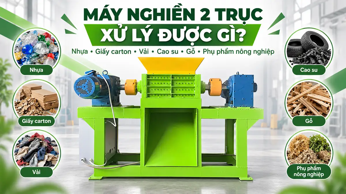 Máy nghiền 2 trục xử lý được những loại phế liệu nào?
